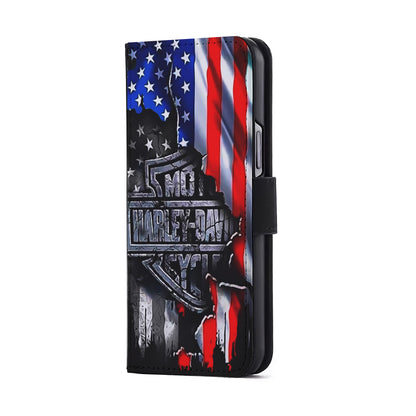 Harley Davidson American Flag Flip Wallet Phone Case