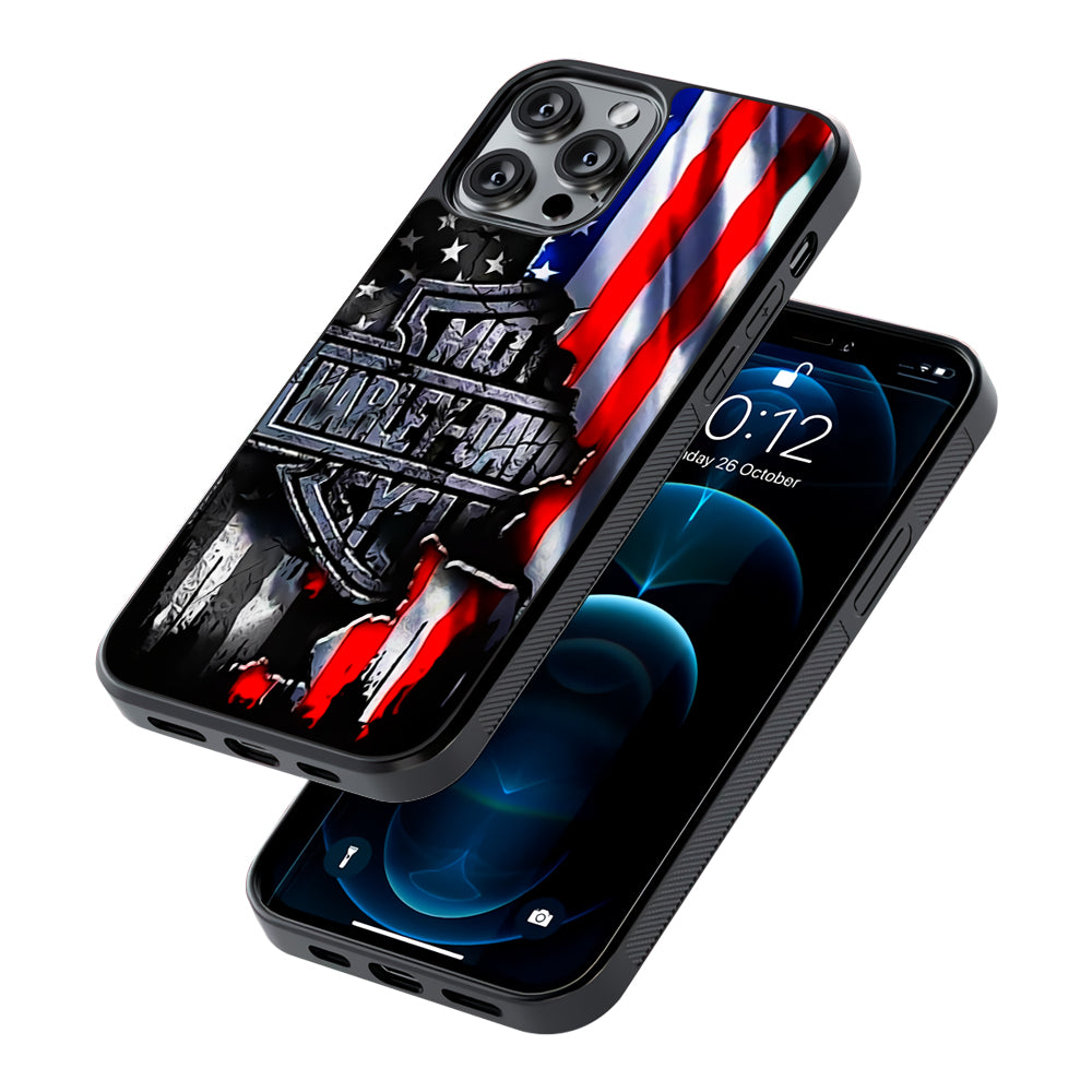 Harley Davidson American Flag 2D Rubber Phone Case