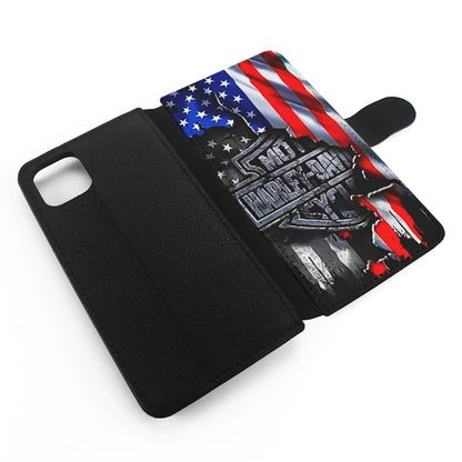 Harley Davidson American Flag Flip Wallet Phone Case