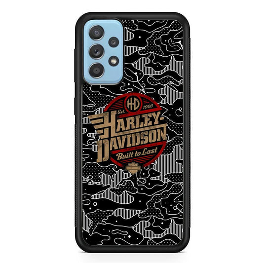 Harley Davidson B&W Camouflage Samsung Galaxy A72 Case-Rubber Black (2D Case)-Oxvistore