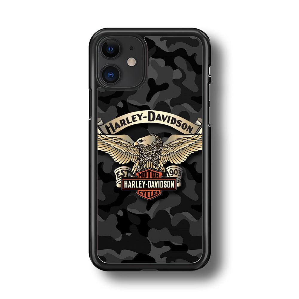 Harley Davidson Black Camoflage iPhone 11 Case-Rubber Black (2D Case)-Oxvistore