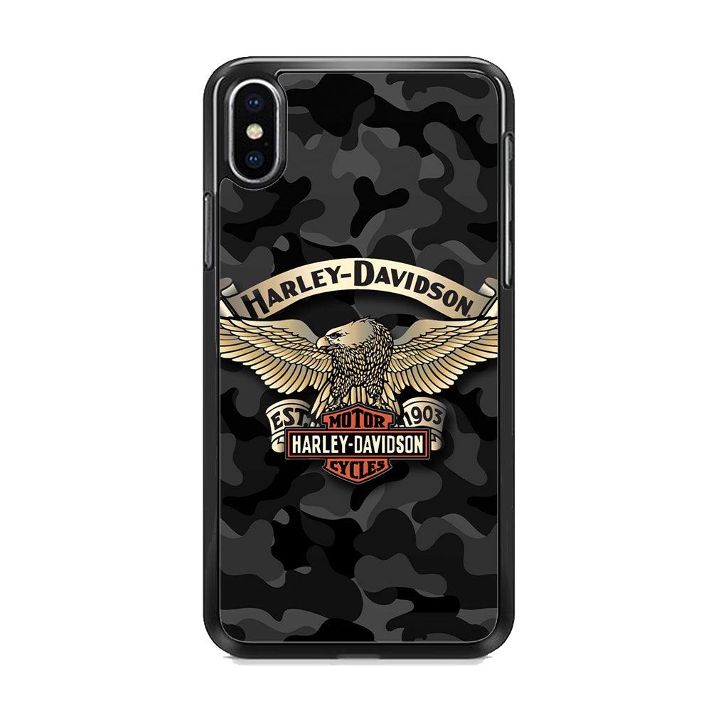 Harley Davidson Black Camoflage iPhone XS Case-Oxvistore