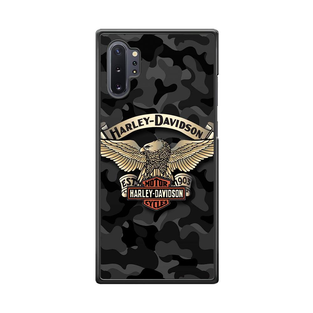 Harley Davidson Black Camoflage Samsung Galaxy Note 10 Plus Case-Rubber Black (2D Case)-Oxvistore