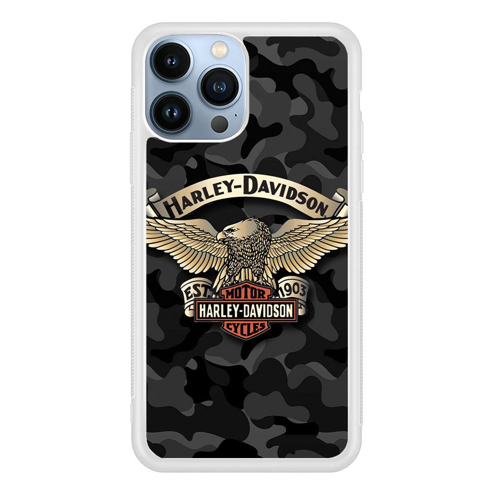 Harley Davidson Black Camoflage iPhone 14 Pro Case-Oxvistore