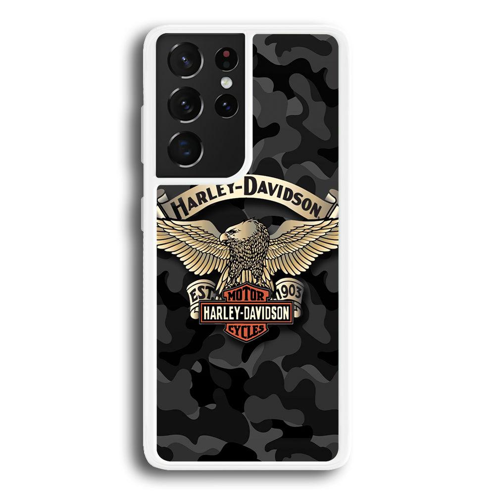 Harley Davidson Black Camoflage Samsung Galaxy S21 Ultra Case-Oxvistore