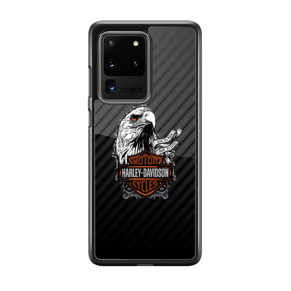 Harley Davidson Dashing Like an Eagle Samsung Galaxy S20 Ultra Case-Rubber Black (2D Case)-Oxvistore