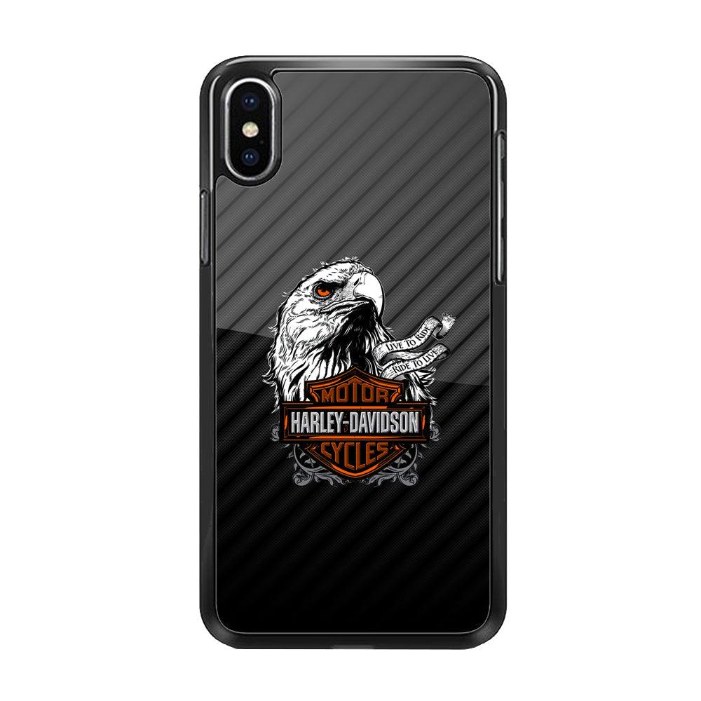 Harley Davidson Dashing Like an Eagle iPhone XS MAX Case-Rubber Black (2D Case)-Oxvistore