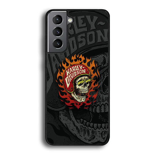 Harley Davidson Flaming Rider Samsung Galaxy S24 Case-Rubber Black (2D Case)-Oxvistore
