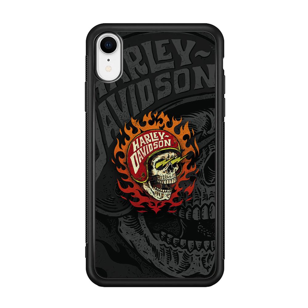 Harley Davidson Flaming Rider iPhone XR Case-Rubber Black (2D Case)-Oxvistore