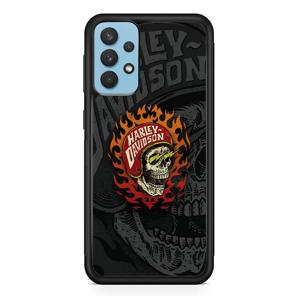 Harley Davidson Flaming Rider Samsung Galaxy A32 Case-Rubber Black (2D Case)-Oxvistore