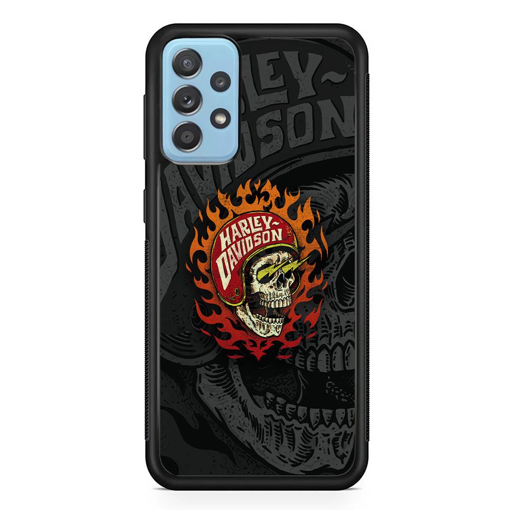 Harley Davidson Flaming Rider Samsung Galaxy A52 Case-Rubber Black (2D Case)-Oxvistore