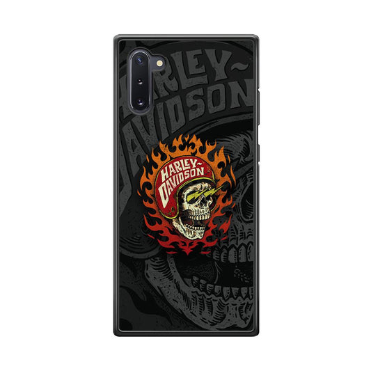 Harley Davidson Flaming Rider Samsung Galaxy Note 10 Case-Rubber Black (2D Case)-Oxvistore