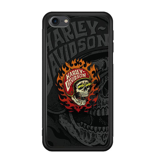 Harley Davidson Flaming Rider iPod Touch 6 Case-Rubber Black (2D Case)-Oxvistore