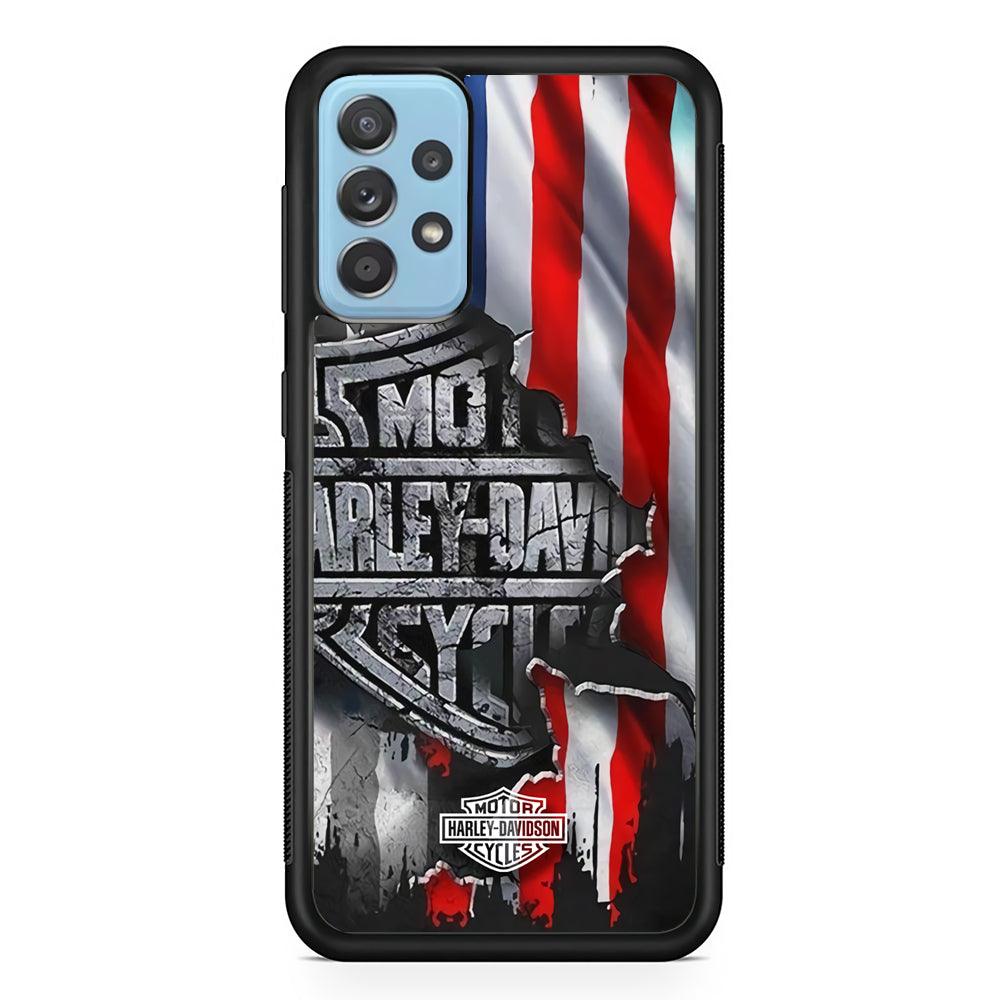 Harley Davidson Legend of USA Samsung Galaxy A72 Case-Rubber Black (2D Case)-Oxvistore