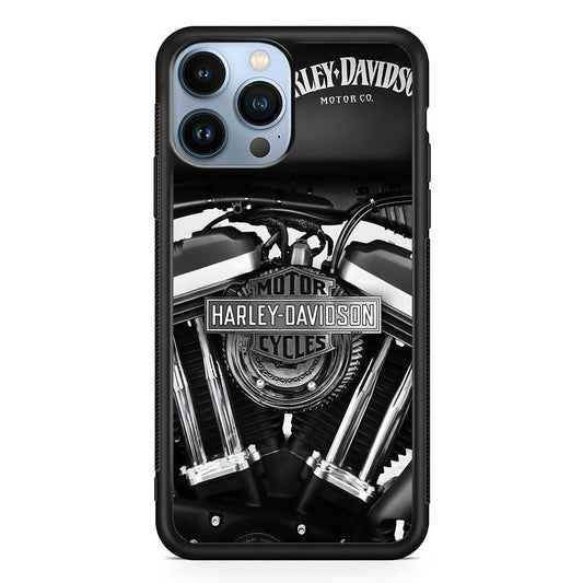 Harley Davidson Muscular Torsion iPhone 14 Pro Case-Rubber Black (2D Case)-Oxvistore