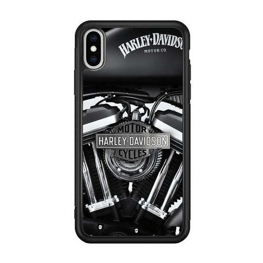 Harley Davidson Muscular Torsion iPhone XS Case-Rubber Black (2D Case)-Oxvistore
