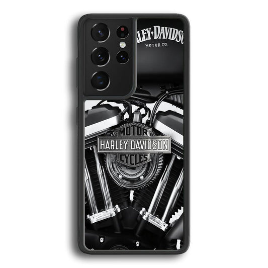 Harley Davidson Muscular Torsion Samsung Galaxy S22 Ultra Case-Rubber Black (2D Case)-Oxvistore