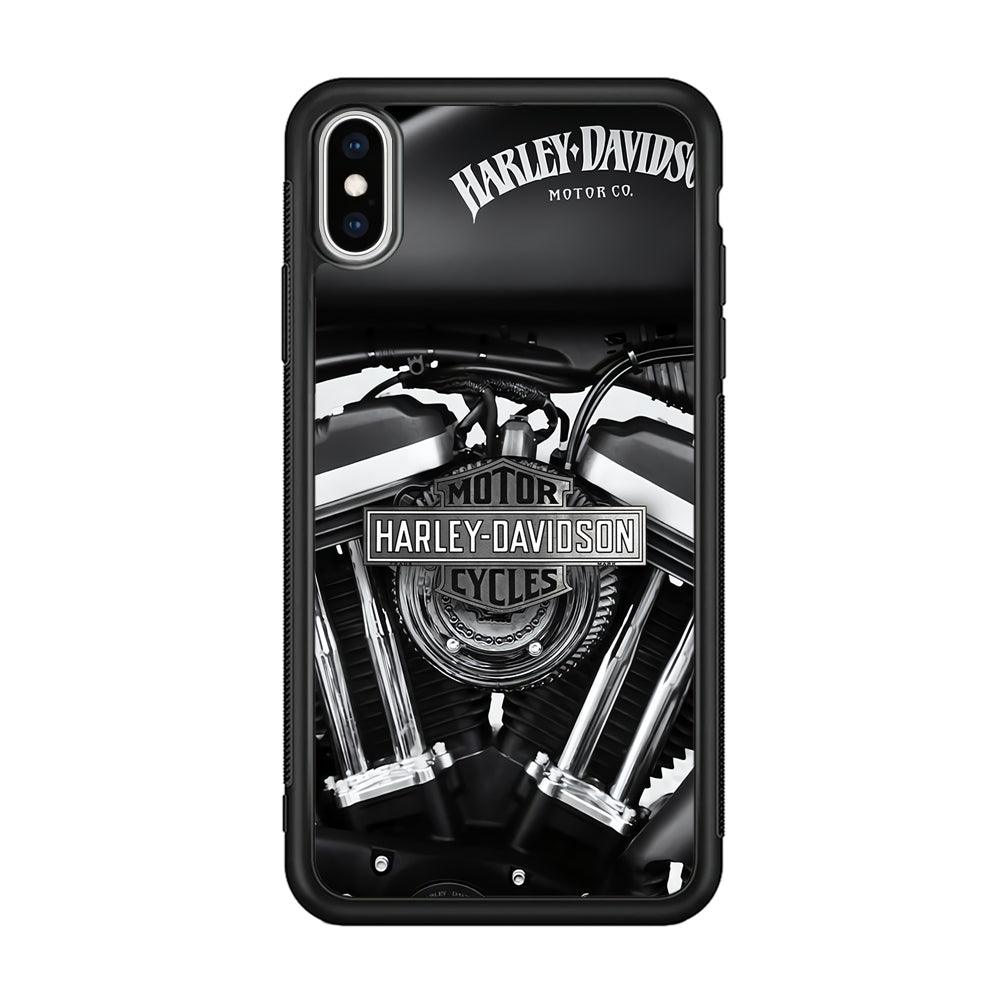 Harley Davidson Muscular Torsion iPhone Xs Max Case-Rubber Black (2D Case)-Oxvistore