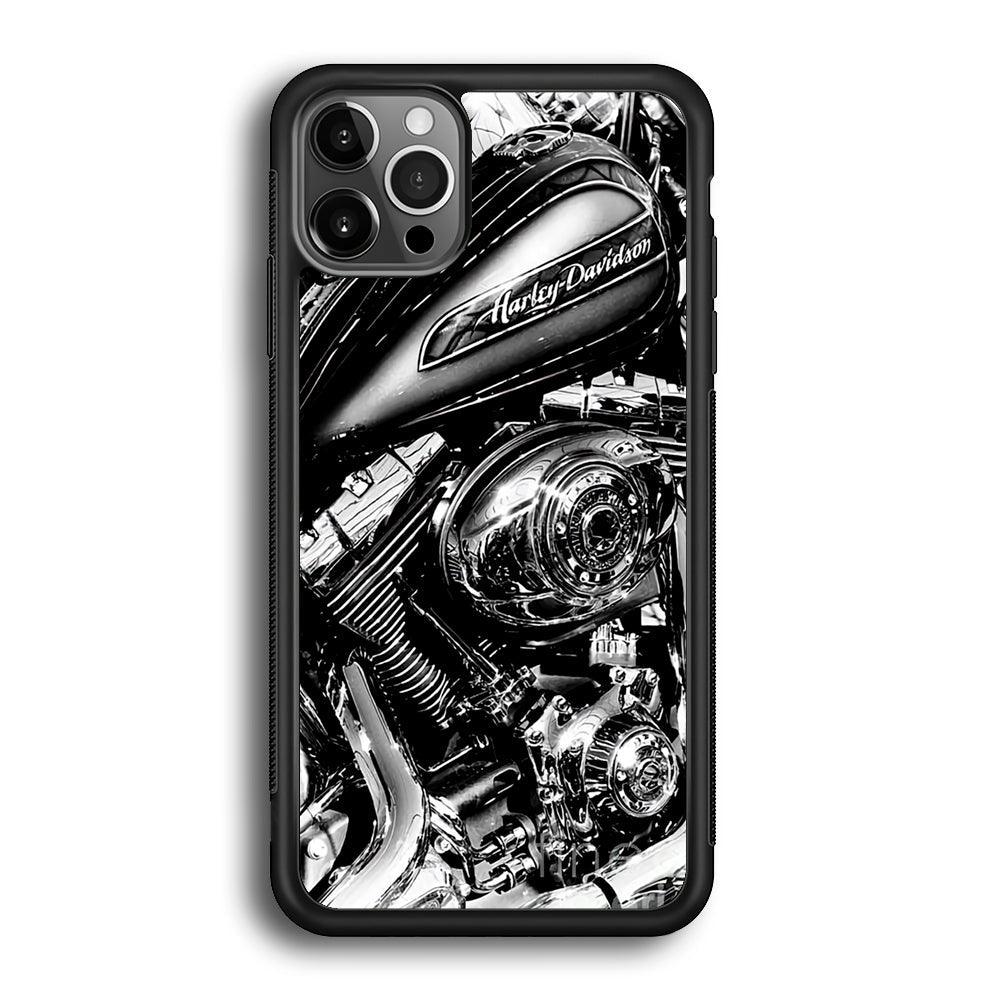 Harley Davidson Platinum Art iPhone 12 Pro Case-Rubber Black (2D Case)-Oxvistore