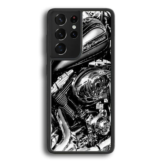 Harley Davidson Platinum Art Samsung Galaxy S24 Ultra Case-Rubber Black (2D Case)-Oxvistore