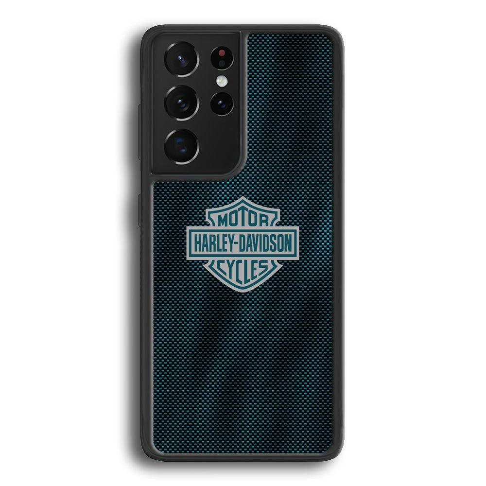 Harley Davidson Shiny Blue Steel Samsung Galaxy S24 Ultra Case-Rubber Black (2D Case)-Oxvistore