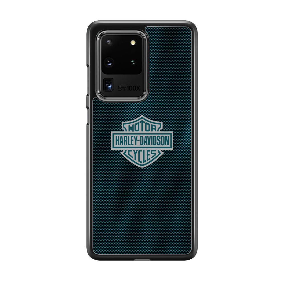 Harley Davidson Shiny Blue Steel Samsung Galaxy S20 Ultra Case-Rubber Black (2D Case)-Oxvistore