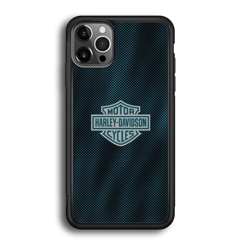 Harley Davidson Shiny Blue Steel iPhone 12 Pro Max Case-Rubber Black (2D Case)-Oxvistore