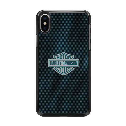 Harley Davidson Shiny Blue Steel iPhone XS MAX Case-Rubber Black (2D Case)-Oxvistore