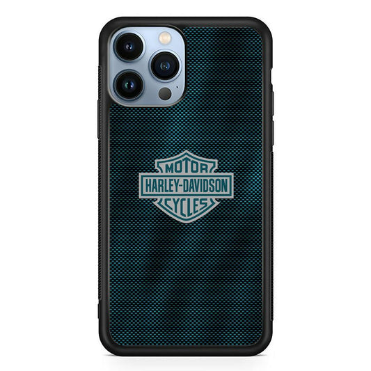 Harley Davidson Shiny Blue Steel iPhone 13 Pro Max Case-Rubber Black (2D Case)-Oxvistore