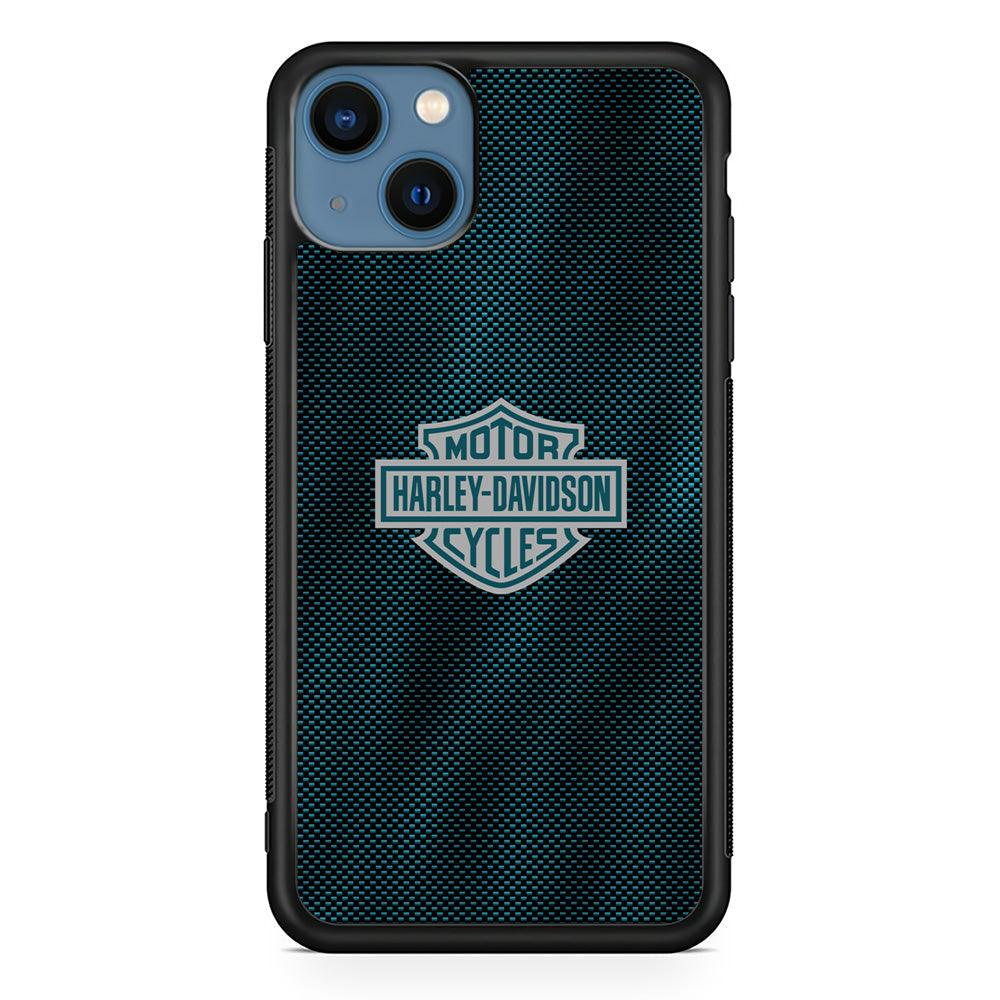 Harley Davidson Shiny Blue Steel iPhone 14 Case-Rubber Black (2D Case)-Oxvistore