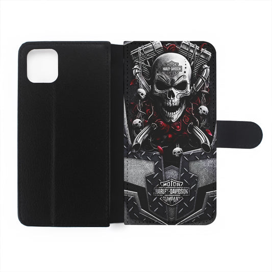 Harley Davidson Skull Art Flip Wallet Phone Case