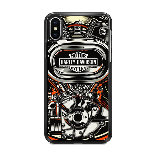 Harley Davidson Top Engine iPhone XS MAX Case-Rubber Black (2D Case)-Oxvistore