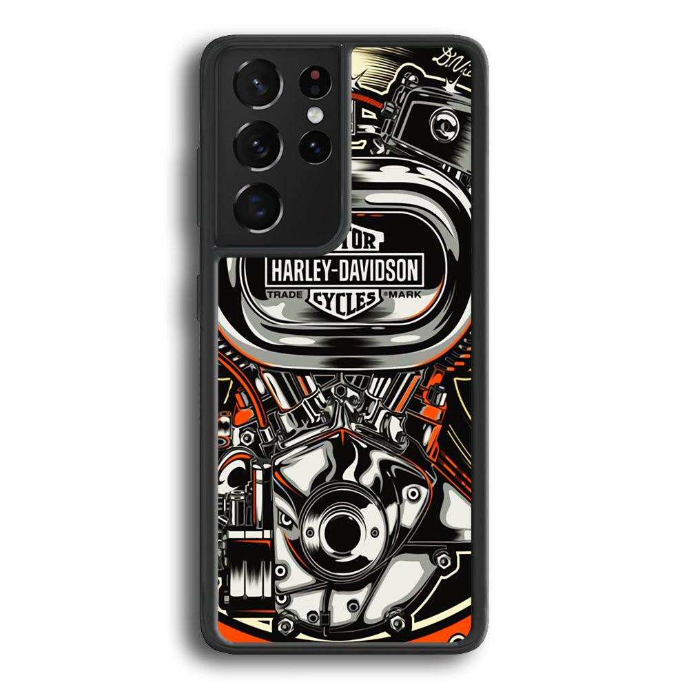 Harley Davidson Top Engine Samsung Galaxy S24 Ultra Case-Rubber Black (2D Case)-Oxvistore