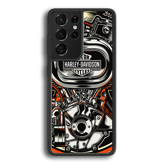 Harley Davidson Top Engine Samsung Galaxy S23 Ultra Case-Rubber Black (2D Case)-Oxvistore