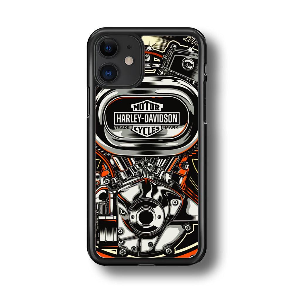 Harley Davidson Top Engine iPhone 11 Case-Rubber Black (2D Case)-Oxvistore