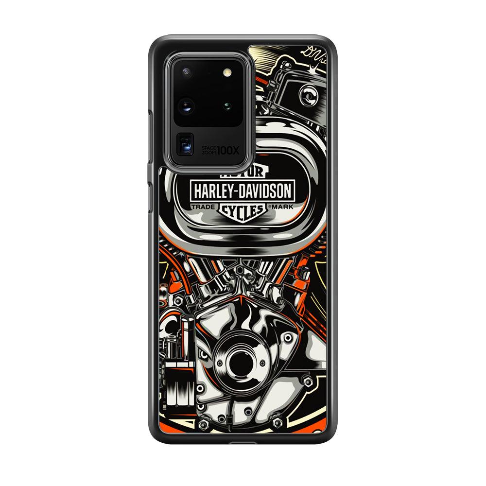Harley Davidson Top Engine Samsung Galaxy S20 Ultra Case-Rubber Black (2D Case)-Oxvistore