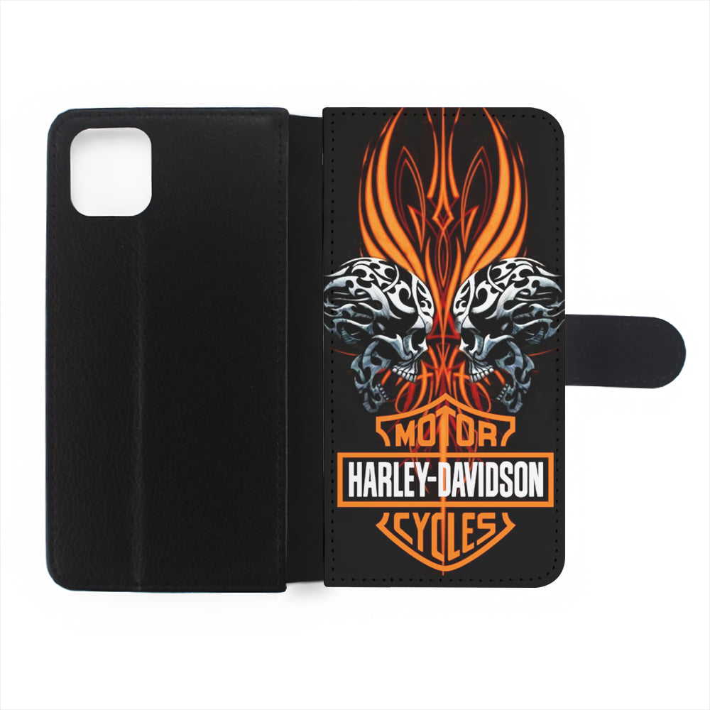 Harley Davidson Two Skull Flip Wallet Phone Case