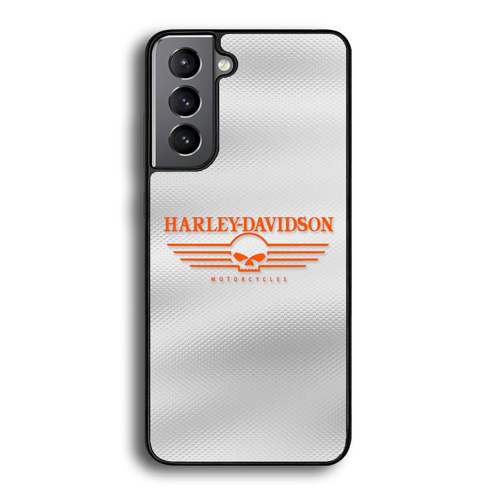 Harley Davidson White Metal Samsung Galaxy S23 Case-Rubber Black (2D Case)-Oxvistore