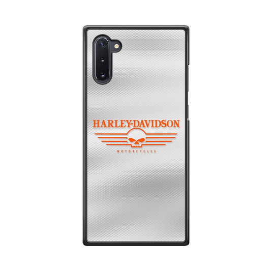 Harley Davidson White Metal Samsung Galaxy Note 10 Case-Rubber Black (2D Case)-Oxvistore
