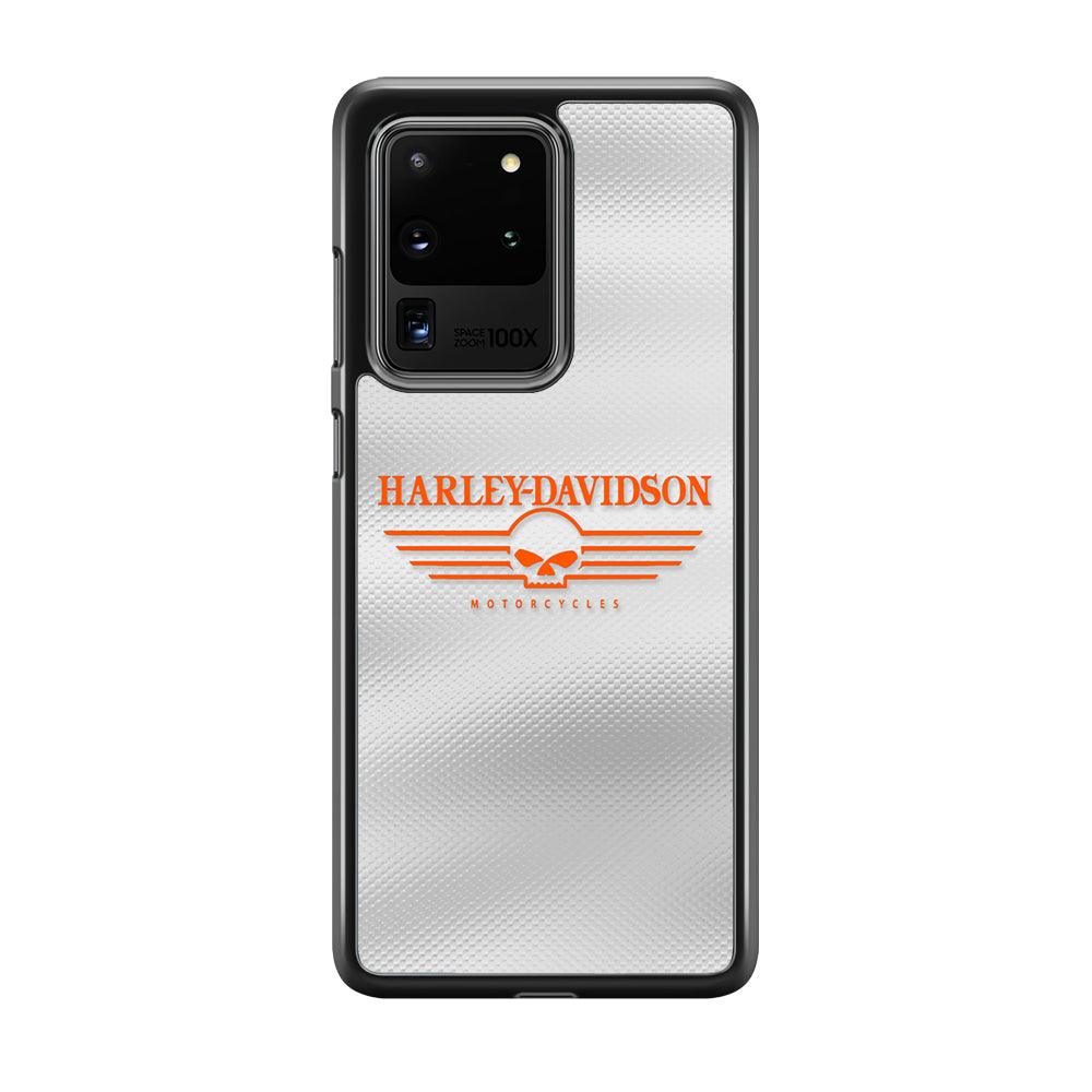 Harley Davidson White Metal Samsung Galaxy S20 Ultra Case-Rubber Black (2D Case)-Oxvistore