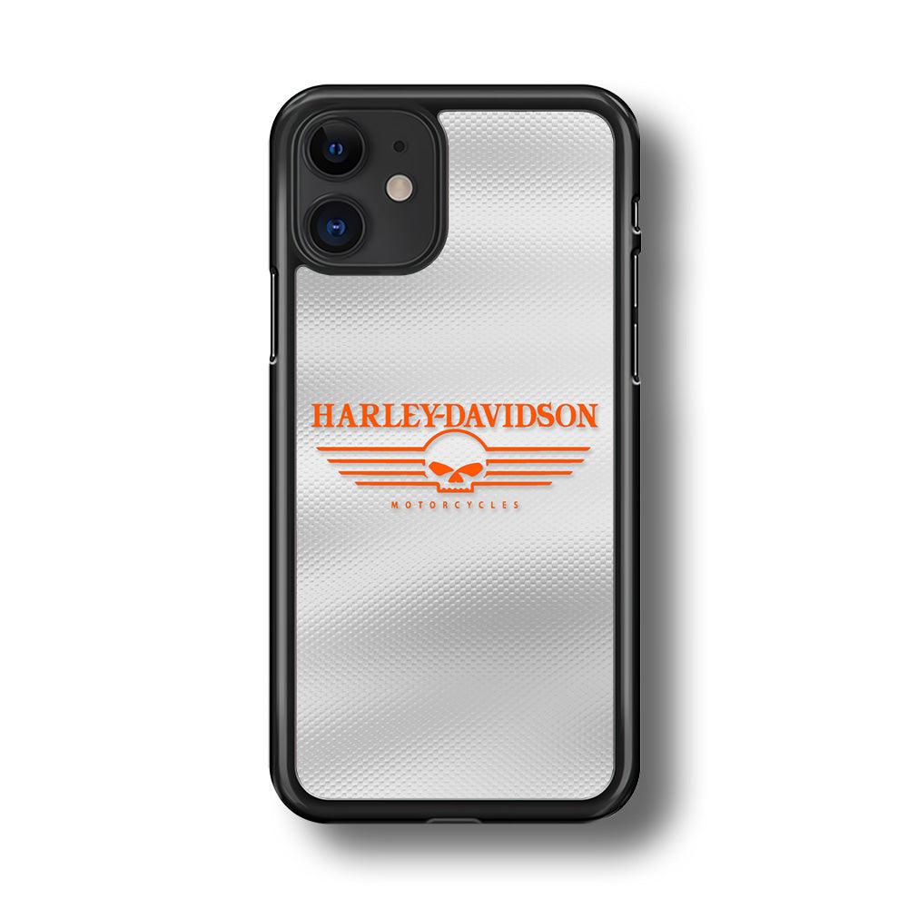 Harley Davidson White Metal iPhone 11 Case-Rubber Black (2D Case)-Oxvistore