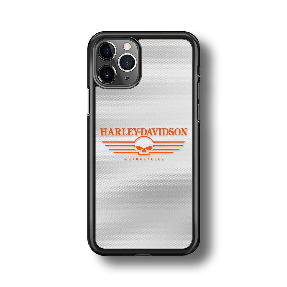 Harley Davidson White Metal iPhone 11 Pro Case-Rubber Black (2D Case)-Oxvistore