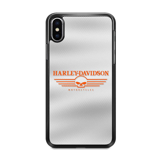 Harley Davidson White Metal iPhone XS MAX Case-Rubber Black (2D Case)-Oxvistore
