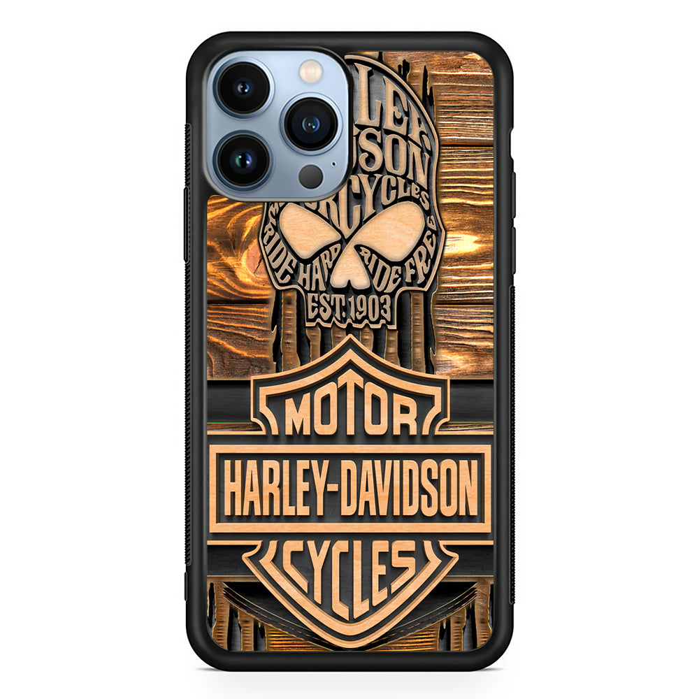 Harley Davidson Wooden Skull 2D Rubber Phone Case