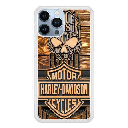 Harley Davidson Wooden Skull 2D Rubber Phone Case