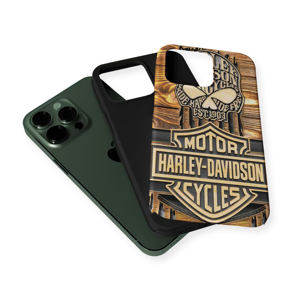 Harley Davidson Wooden Skull 2 in 1 Tough Phone Case