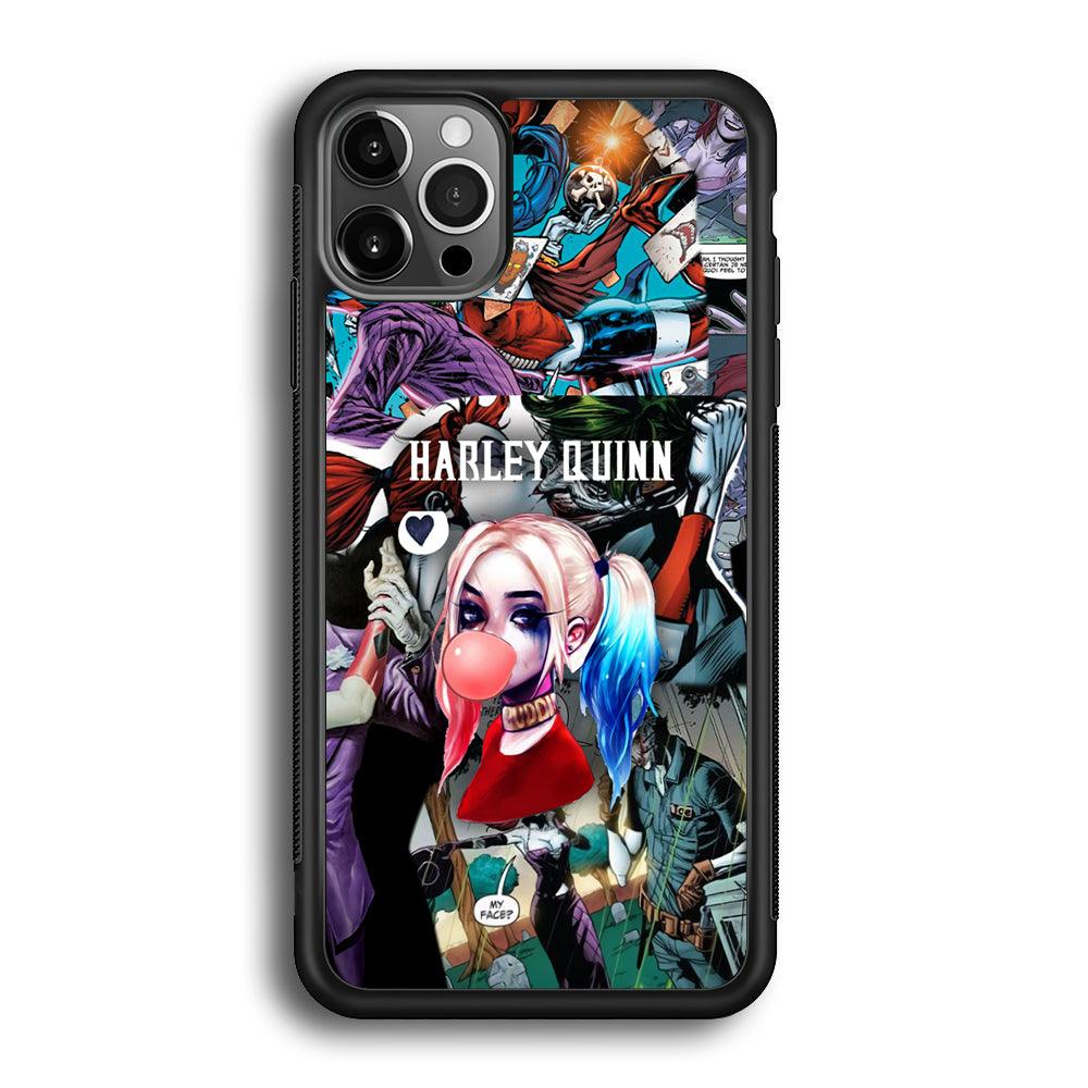 Harley Quinn Bubblegum Boom iPhone 12 Pro Case-Rubber Black (2D Case)-Oxvistore