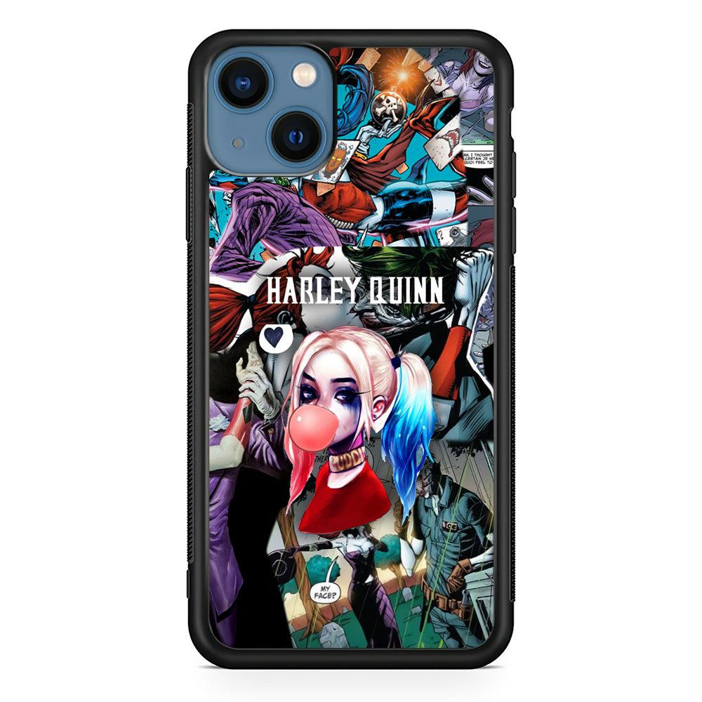 Harley Quinn Bubblegum Boom iPhone 14 Case-Rubber Black (2D Case)-Oxvistore