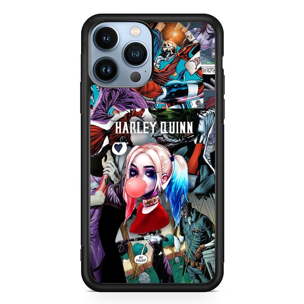 Harley Quinn Bubblegum Boom iPhone 13 Pro Max Case-Rubber Black (2D Case)-Oxvistore