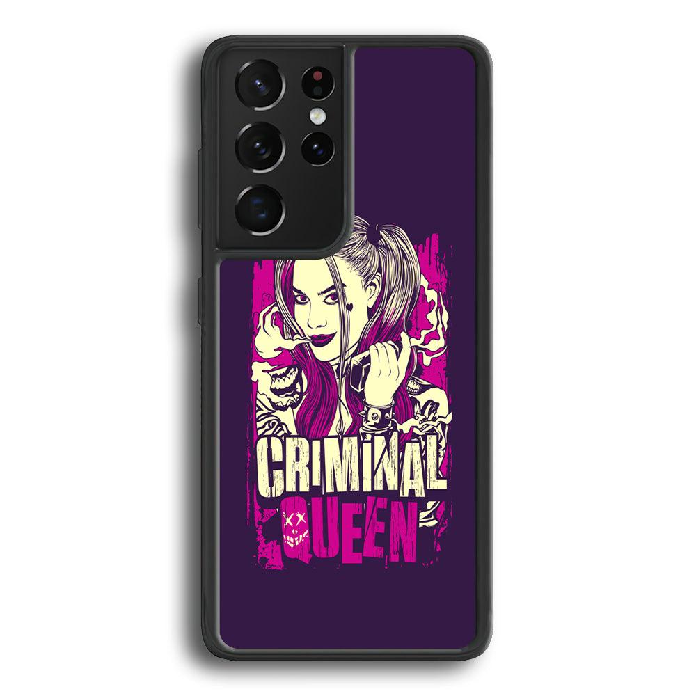 Harley Quinn The Criminal Queen Samsung Galaxy S21 Ultra Case-Rubber Black (2D Case)-Oxvistore